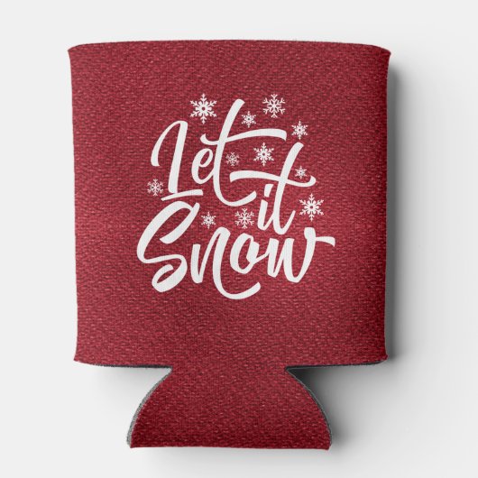 Laat het sneeuwen met kersttypografie Red/White ID Blikjeskoeler (Achterkant)