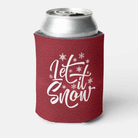 Laat het sneeuwen met kersttypografie Red/White ID Blikjeskoeler (Blikje Achterkant)