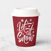 Laat het sneeuwen met kersttypografie Red/White ID Papieren Bekers (Achterkant)