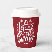 Laat het sneeuwen met kersttypografie Red/White ID Papieren Bekers (Voorkant)