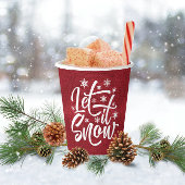 Laat het sneeuwen met kersttypografie Red/White ID Papieren Bekers