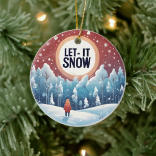 Laat het sneeuwen met mooi  landschap keramisch ornament