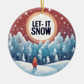 Laat het sneeuwen met mooi  landschap keramisch ornament (Voorkant)