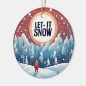 Laat het sneeuwen met mooi  landschap keramisch ornament (Links)