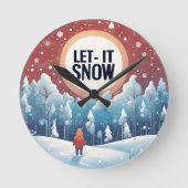 Laat het sneeuwen met mooi landschap ronde klok (Voorkant)