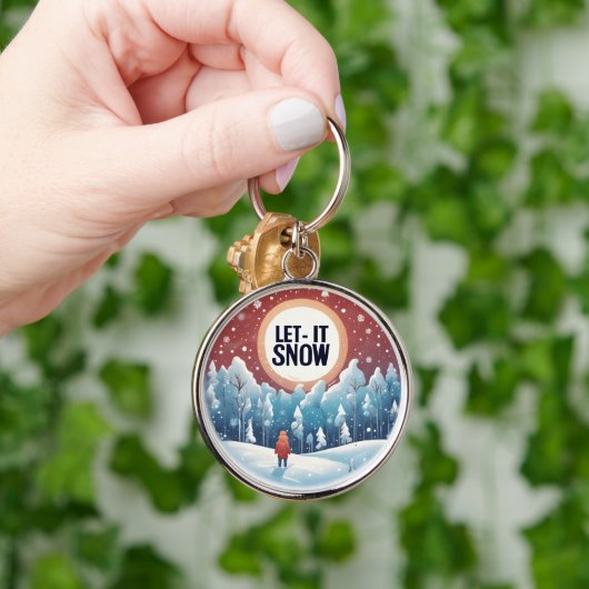 Laat het sneeuwen met mooi  landschap sleutelhanger (Hand)