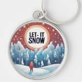 Laat het sneeuwen met mooi  landschap sleutelhanger (Voorkant)