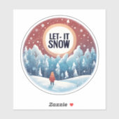 Laat het sneeuwen met mooi  landschap sticker (Vel)