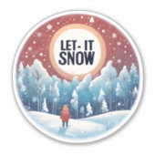 Laat het sneeuwen met mooi  landschap sticker (Voorkant)