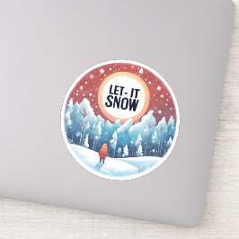 Laat het sneeuwen met mooi  landschap sticker