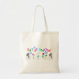 Laat het Sneeuwen Met Sneeuwmannen Boodschappentas Tote Bag