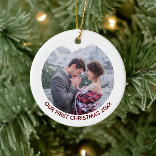 "Laat het sneeuwen" Minimalistische foto gouden gl Keramisch Ornament (Boom)