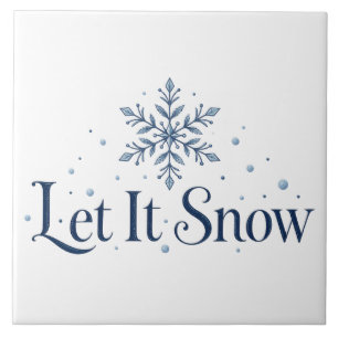 Laat het Sneeuwen Minimalistische Sneeuwvlok Kerst Tegeltje