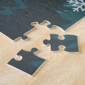 Laat het sneeuwen | Moderne Blauwgroen groene bome Legpuzzel (Zijkant)