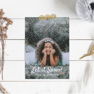 Laat het sneeuwen! Moderne kerstfoto Feestdagenkaart