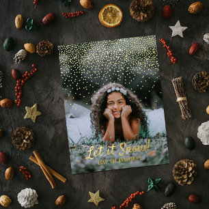 Laat het sneeuwen! Moderne Kerstmis Folie Feestdagen Briefkaart