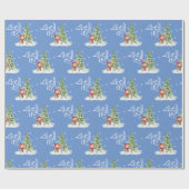 Laat het sneeuwen | Mooie blauwe kerst Cadeaupapier (Vlak)