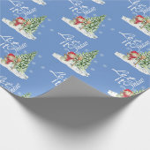 Laat het sneeuwen | Mooie blauwe kerst Cadeaupapier (Hoek)