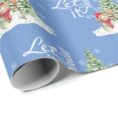 Laat het sneeuwen | Mooie blauwe kerst Cadeaupapier (Rol Hoek)