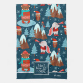 Laat het Sneeuwen Mooie Dierenprint met Naam Blauw Theedoek (Verticaal)