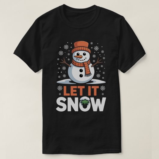 Laat het Sneeuwen Muts Snoeman T-shirt (Design voorkant)
