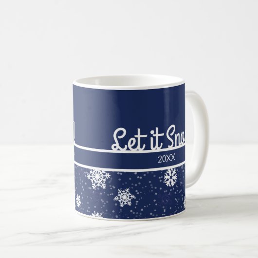 Laat het sneeuwen, Navy Snowflake Koffiemok (Voorkant rechts)