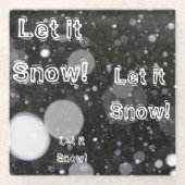 Laat het sneeuwen op een sneeuwige achtergrond glazen onderzetter (Voorkant)