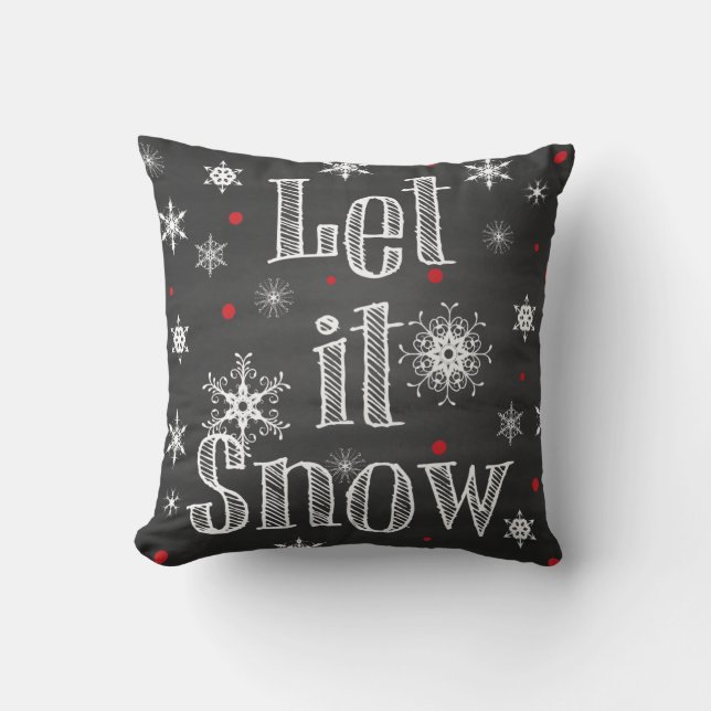 Laat het sneeuwen op Faux Chalkboard Pillow Kussen (Voorkant)