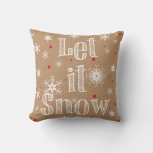 Laat het sneeuwen op Faux Kraft Paper Pillow Kussen