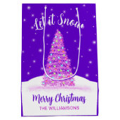 Laat het sneeuwen Paarse kerstboom vakantie Medium Cadeauzakje (Achterkant)