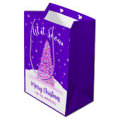 Laat het sneeuwen Paarse kerstboom vakantie Medium Cadeauzakje (Achterkant Gekanteld)