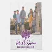 Laat het sneeuwen Paarse sneeuwvlok Theedoek (Verticaal)