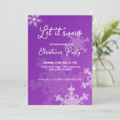 Laat het sneeuwen paarse sneeuwvlokken kerstfeest kaart (Staand voorkant)