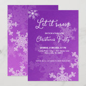 Laat het sneeuwen paarse sneeuwvlokken kerstfeest kaart (Voorkant / Achterkant)