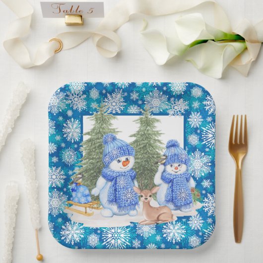 Laat het sneeuwen papieren bordje (Huwelijk)