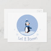 Laat het sneeuwen! (Pinguïn) Feestdagenkaart (Voorkant / Achterkant)