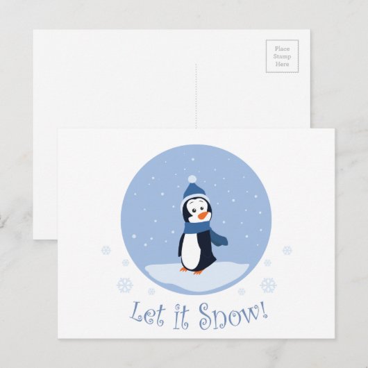 Laat het sneeuwen! (Pinguïn) Feestdagenkaart (Voorkant / Achterkant)