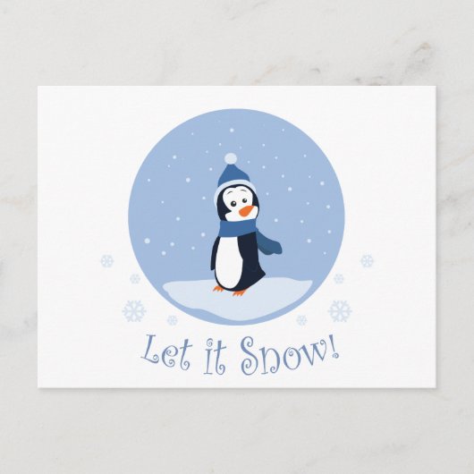 Laat het sneeuwen! (Pinguïn) Feestdagenkaart (Voorkant)