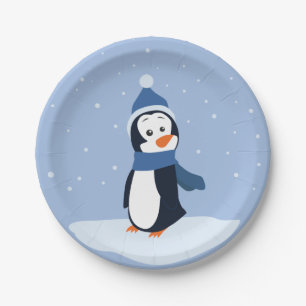 Laat het sneeuwen! (Pinguïn) Papieren Bordje