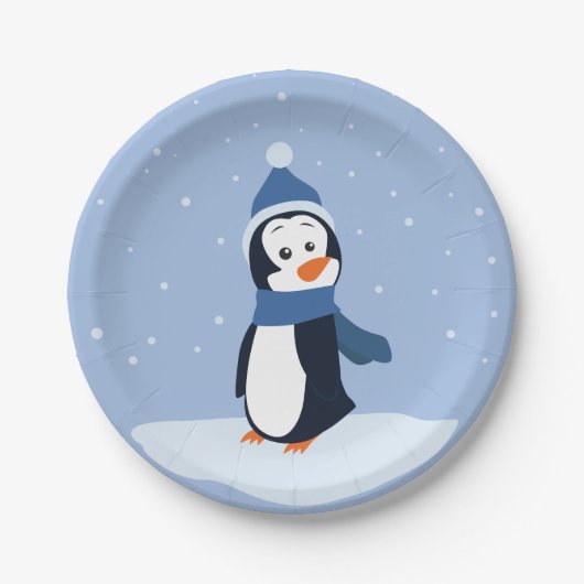 Laat het sneeuwen! (Pinguïn) Papieren Bordje (Voorkant)
