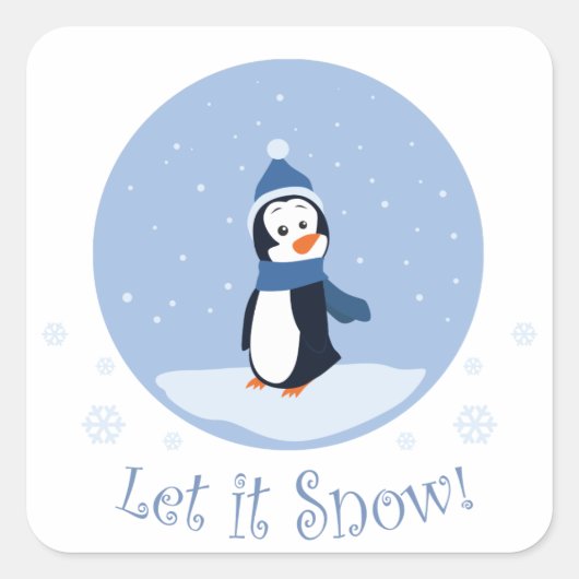Laat het sneeuwen! (Pinguïn) Vierkante Sticker (Voorkant)
