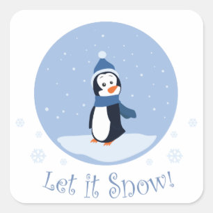 Laat het sneeuwen! (Pinguïn) Vierkante Sticker
