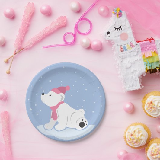 Laat het sneeuwen! (Polaire Beer Cub) Papieren Bordje (Feest)