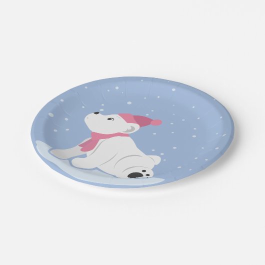 Laat het sneeuwen! (Polaire Beer Cub) Papieren Bordje (Gekanteld)