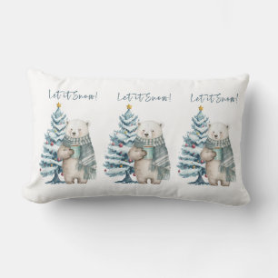 Laat het sneeuwen Polar Beer White Lumbar Pillow Kussen