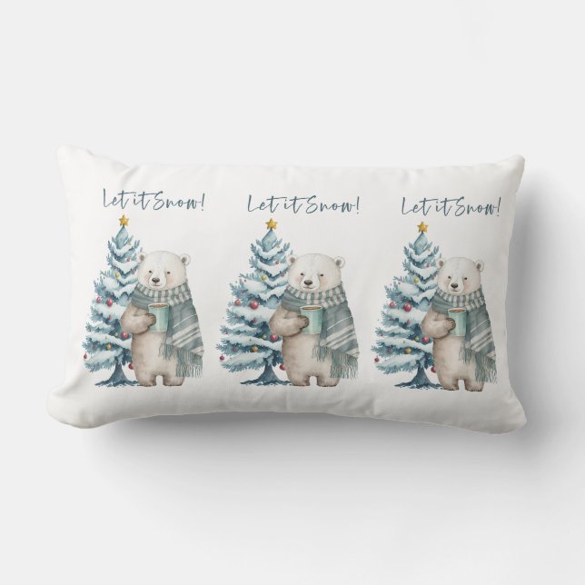 Laat het sneeuwen Polar Beer White Lumbar Pillow Kussen (Voorkant)