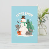Laat het sneeuwen Purr-fecte kerstkaart (Staand voorkant)