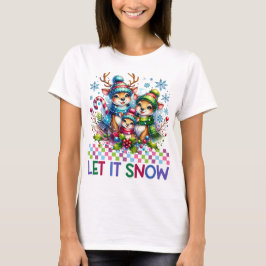Laat het sneeuwen rendieren familie kerst T-shirt