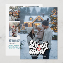 "Laat het sneeuwen" Retro Kerst Foto Collage Feestdagenkaart