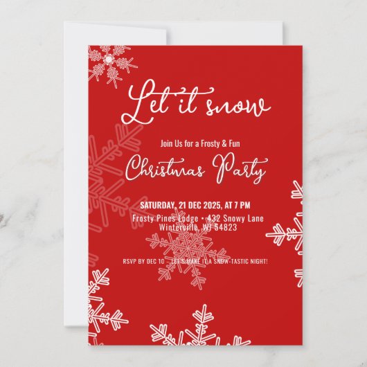 Laat het sneeuwen rode sneeuwvlokken Kerstfeest Kaart (Voorkant)
